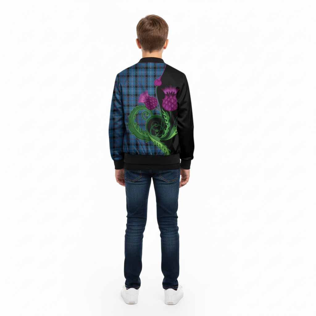 Fitzgerald Tartan Kid Bomber Jacket Traditional Scottish Thistle