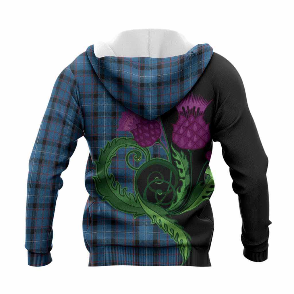 Fitzgerald Tartan Knitted Hoodie Traditional Scottish Thistle