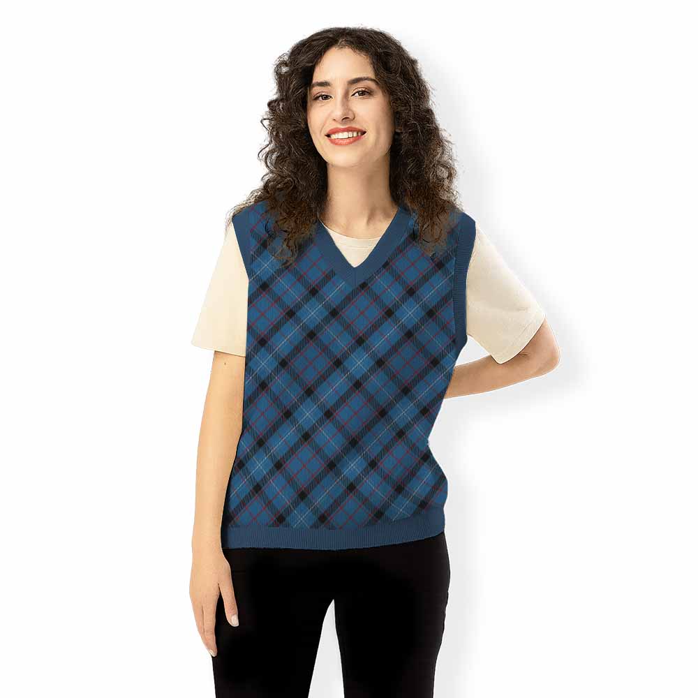 Fitzgerald Tartan  Knitted V-Neck Vest Cross Style