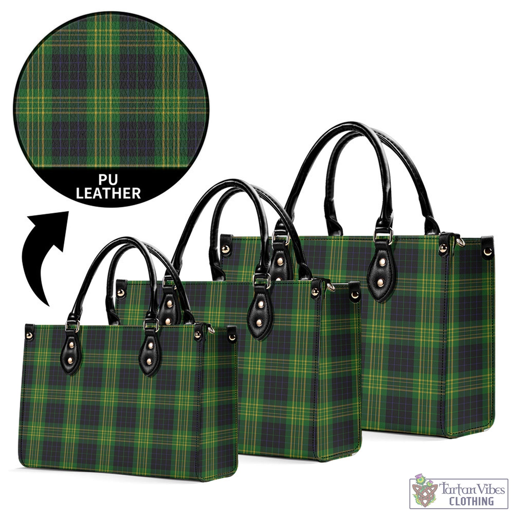 Tartan Vibes Clothing Fitzpatrick Hunting Tartan Luxury Leather Handbags