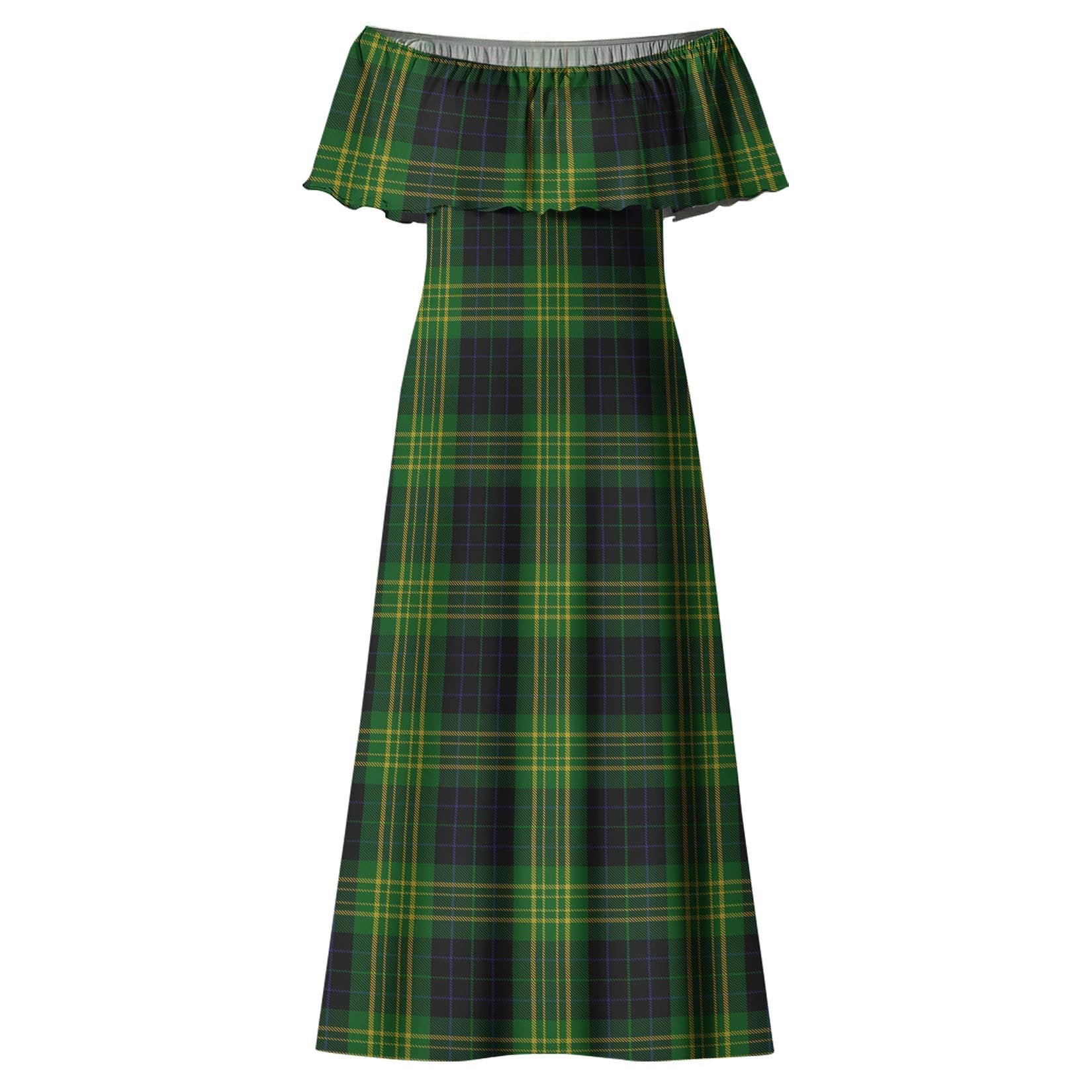 Fitzpatrick Hunting Tartan Off Shoulder Long Dress - Tartanvibesclothing