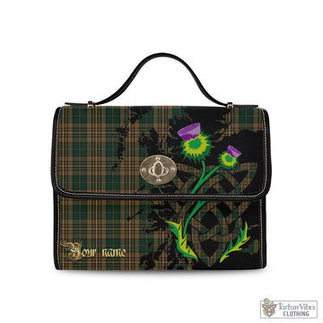 Tartan Vibes Clothing Fitzsimmons Tartan Waterproof Canvas Bag with Scotland Map and Thistle Celtic Accents