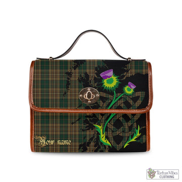 Fitzsimmons Tartan Waterproof Canvas Bag with Scotland Map and Thistle Celtic Accents