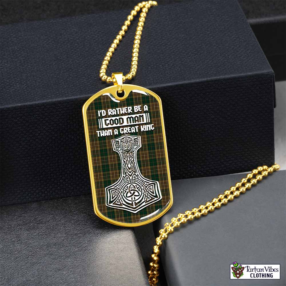 Fitzsimmons Tartan Dog Tag Necklace Viking Mjolnir Style Gold No - Tartan Vibes Clothing