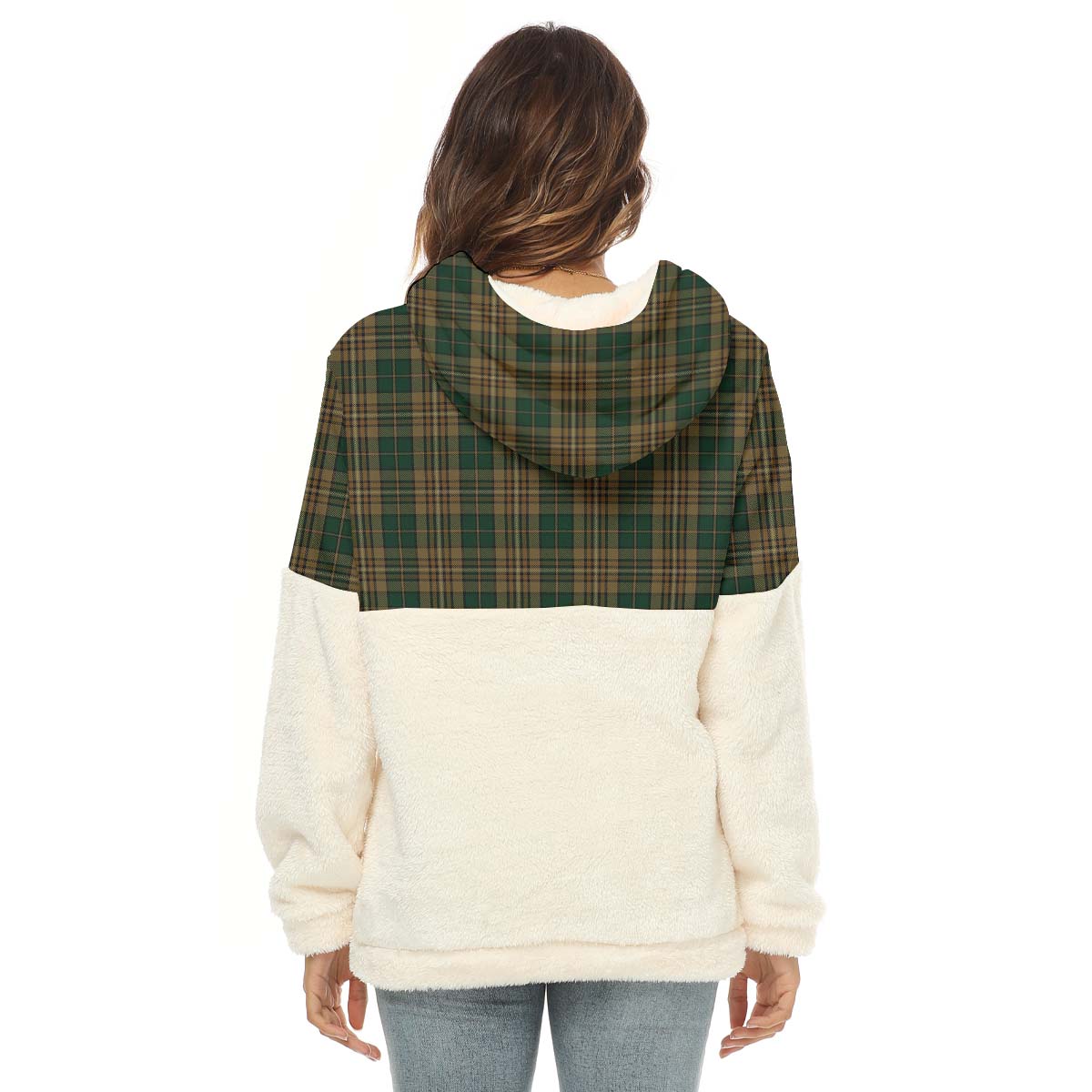 Fitzsimmons Tartan Half Style Women's Borg Fleece Hoodie with Half Zip - Tartan Vibes Clothing