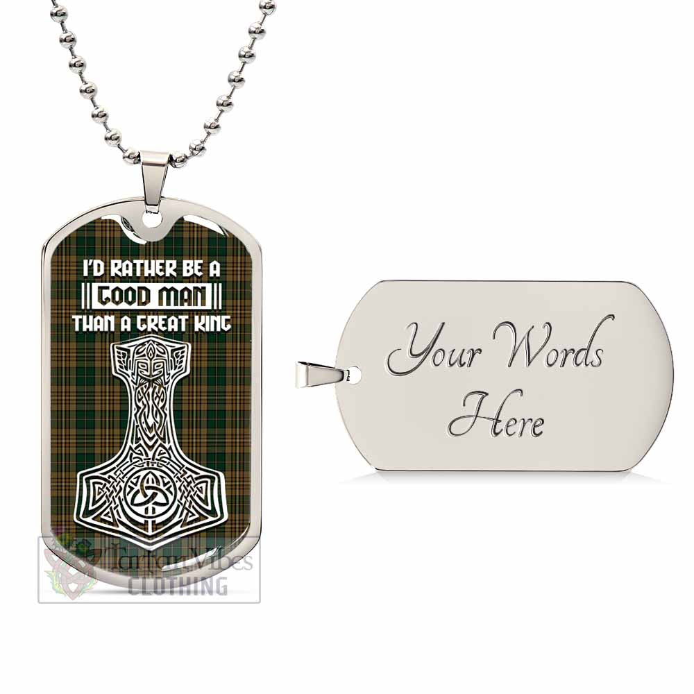 Fitzsimmons Tartan Dog Tag Necklace Viking Mjolnir Style Silver Yes - Tartan Vibes Clothing