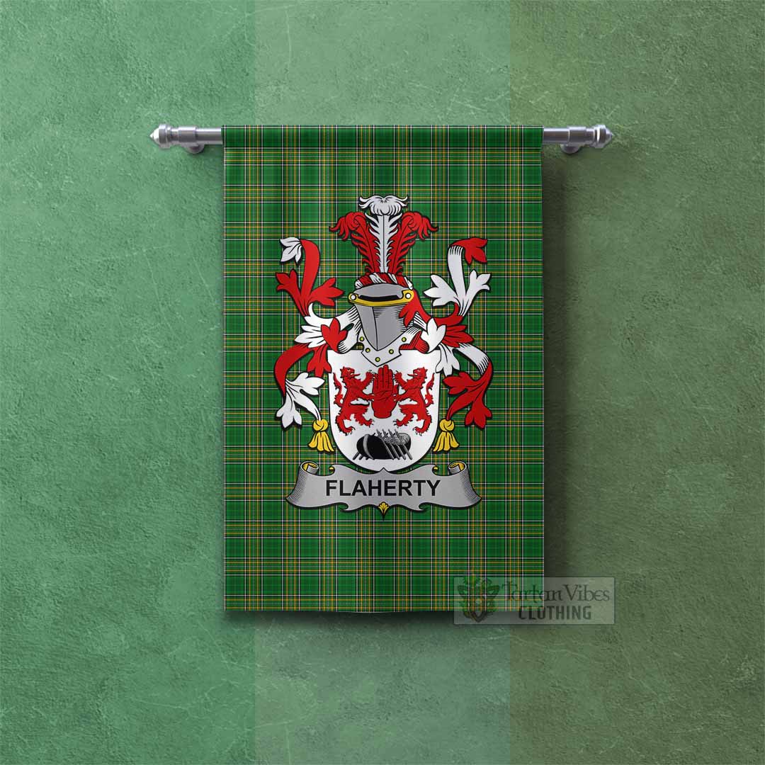 Tartan Vibes Clothing Flaherty Irish Clan Tartan Gonfalon, Tartan Banner with Coat of Arms