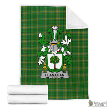 Tartan Vibes Clothing Flanagan Irish Clan Tartan Blanket with Coat of Arms
