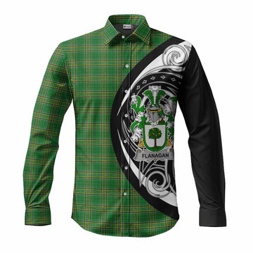 Tartan Vibes Clothing Flanagan Irish Clan Long Sleeve Button Shirt Celtic Circle Style
