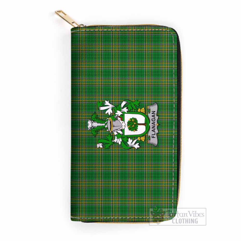 Tartan Vibes Clothing Flanagan Irish Clan Tartan Women's Leather Wallet with Coat of Arms