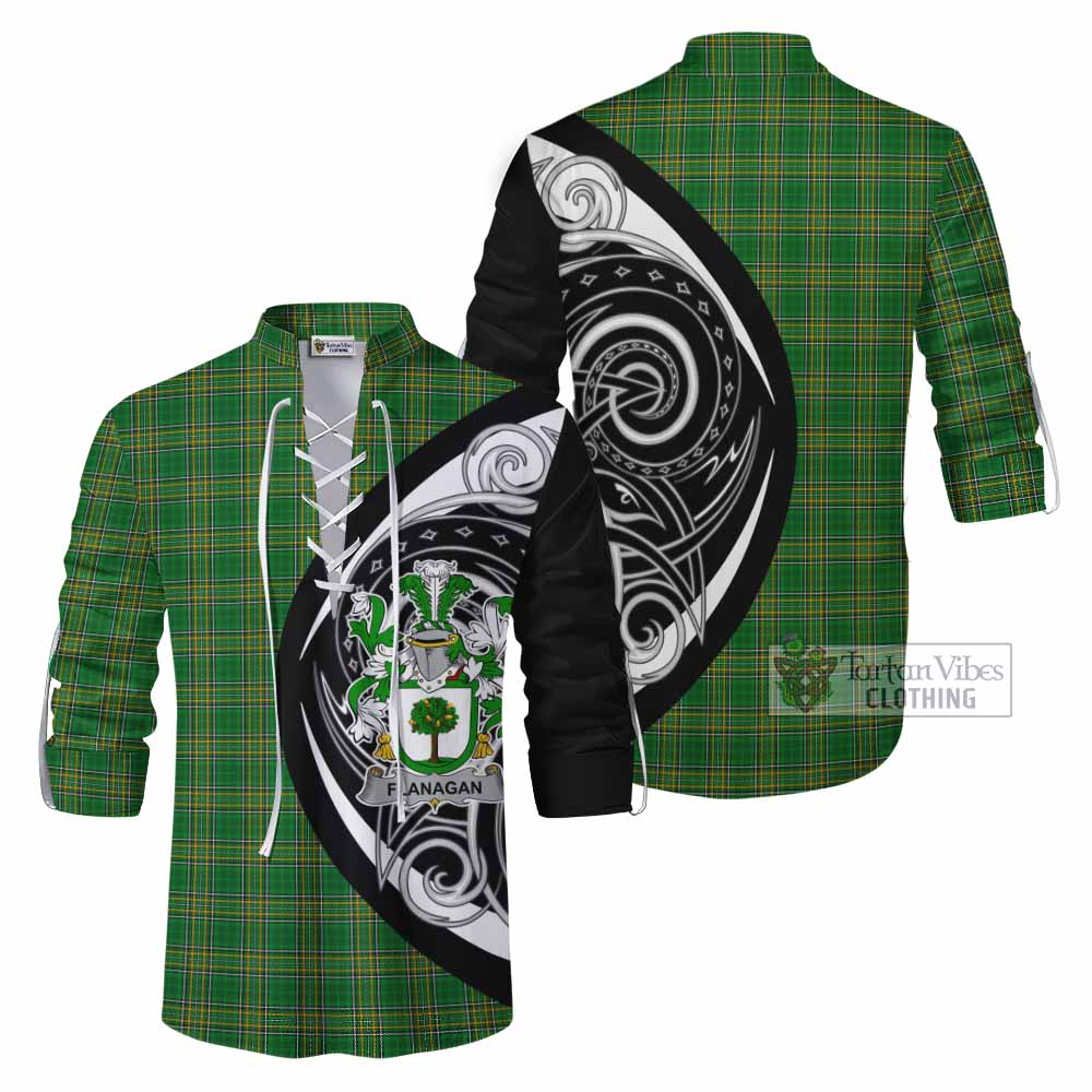 Tartan Vibes Clothing Flanagan Irish Clan Ghillie Kilt Shirt Celtic Circle Style
