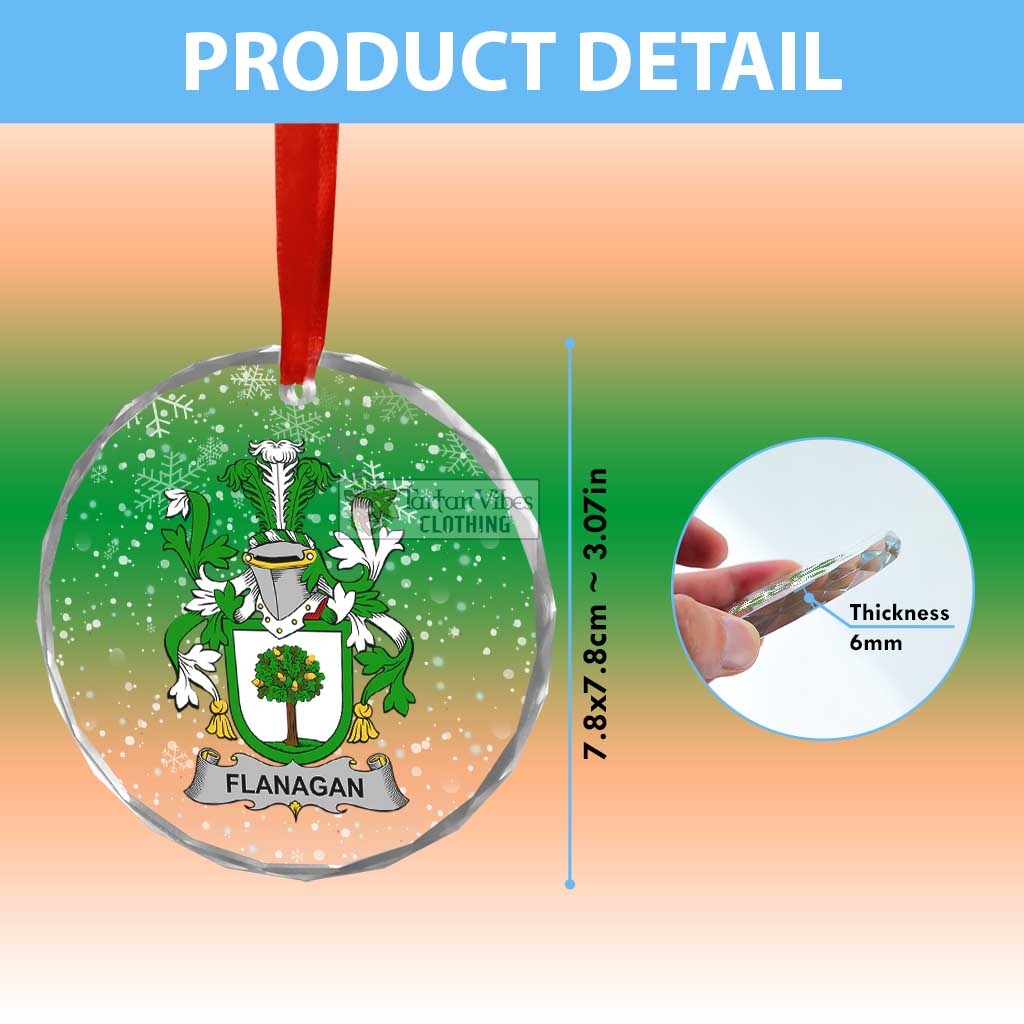 Tartan Vibes Clothing Flanagan Irish Clan Christmas Glass Ornament with Coat of Arms