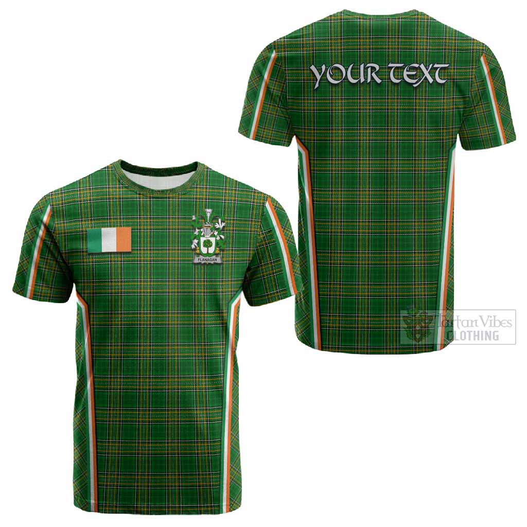 Flanagan Irish Clan Coat of Arm Tartan Cotton T-shirt Flag Style