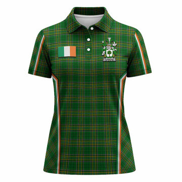 Flanagan Irish Clan Coat of Arm Tartan Women Polo Shirt Flag Style