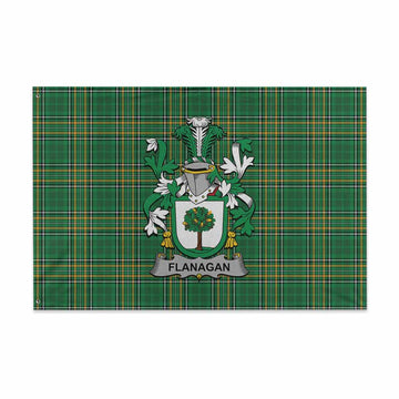Tartan Vibes Clothing Flanagan Irish Clan Tartan House Flag with Coat of Arms
