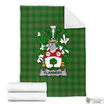 Flannery Irish Clan Tartan Blanket with Coat of Arms X-Large 59 x 79 inches 150 x 200 cm - Tartan Vibes Clothing