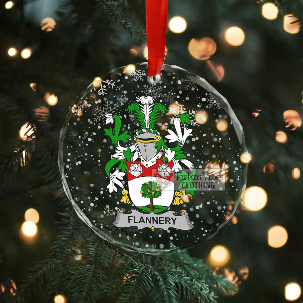 Flannery Irish Clan Christmas Glass Ornament with Coat of Arms - 2D-tartanvibesclothing