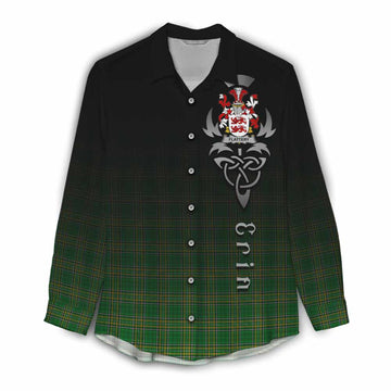 Flattery Irish Clan Women's Casual Shirt with Coat of Arms Erin Go Bragh Celtic Inspired Female - Tartan Vibes Clothing
