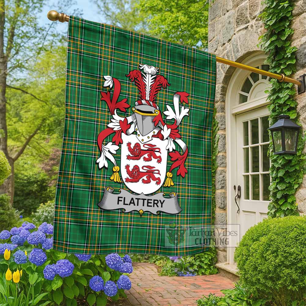 Flattery Irish Clan Tartan Flag with Coat of Arms