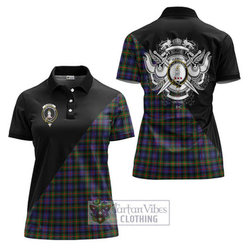 Fleming Tartan Women's Polo Shirt with Family Crest and Military Logo Style