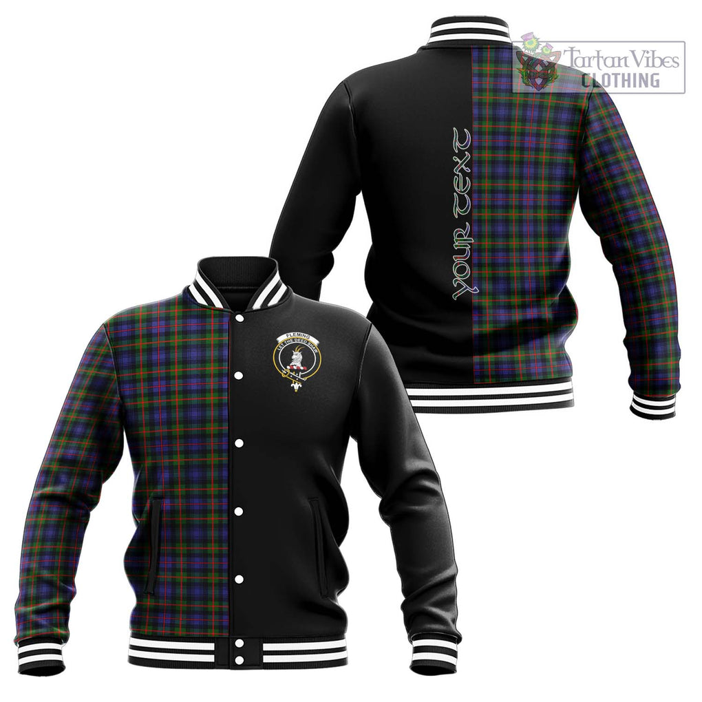 Fleming Tartan Baseball Jacket with Family Crest and Half Of Me Style Unisex - Tartanvibesclothing Shop