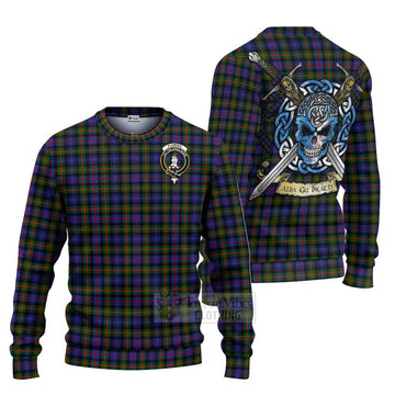 Tartan Vibes Clothing Fleming Tartan Knitted Sweater with Family Crest Celtic Skull Style