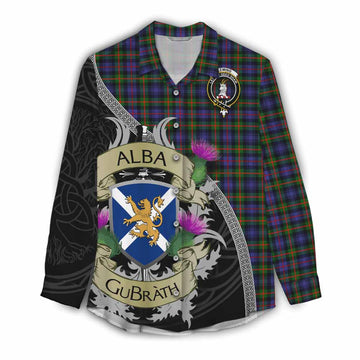 Fleming Tartan Family Crest Women's Casual Shirt Lion Rampant Royal Thistle Shield Celtic Inspired