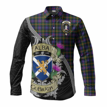 Fleming Tartan Family Crest Long Sleeve Button Shirt Lion Rampant Royal Thistle Shield Celtic Inspired