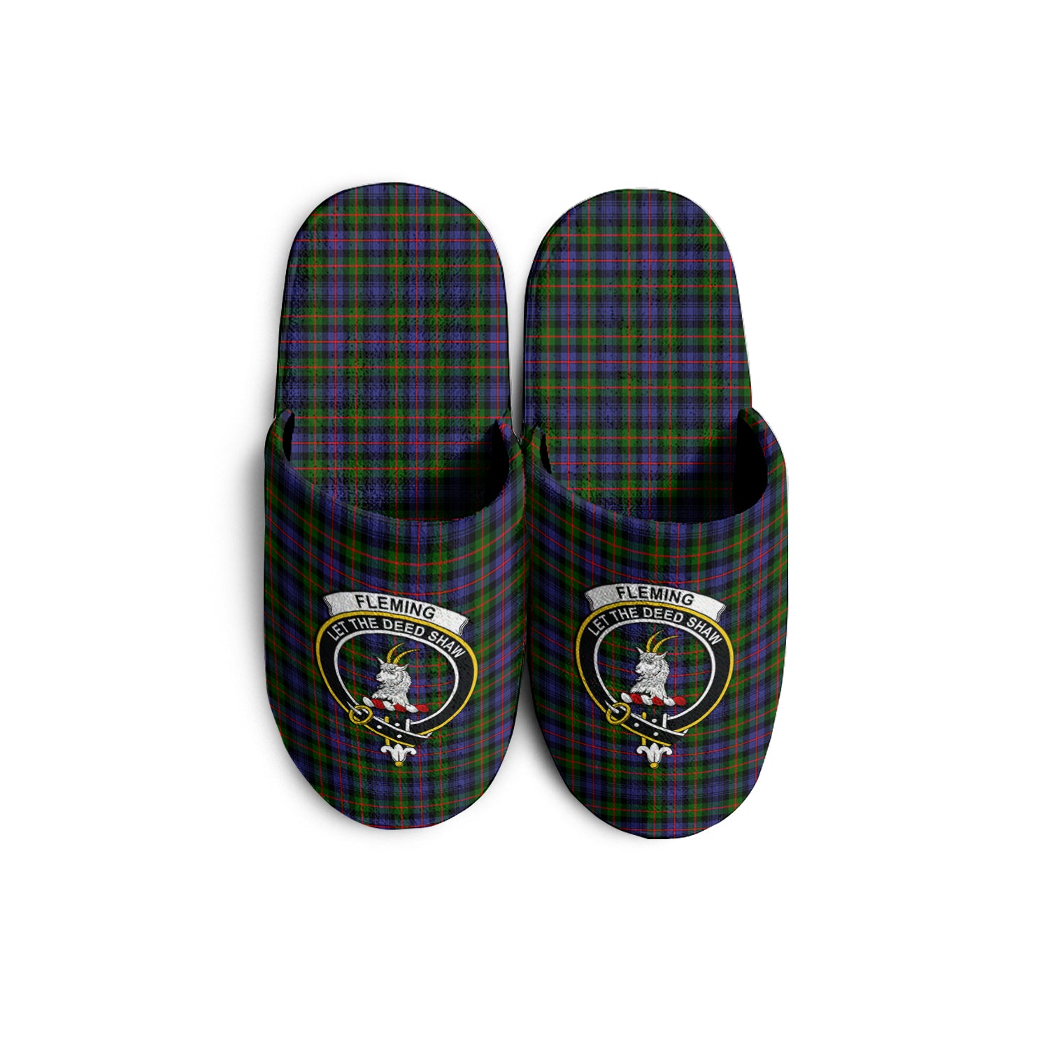 Fleming Tartan Home Slippers with Family Crest - Tartanvibesclothing