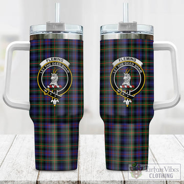Fleming Tartan and Family Crest Tumbler with Handle
