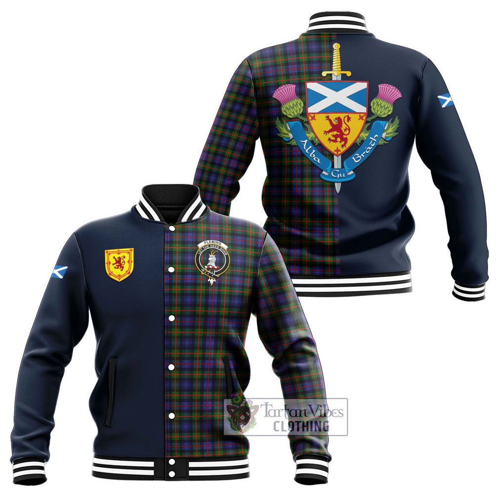 Tartan Vibes Clothing Fleming Tartan Baseball Jacket with Scottish Lion Royal Arm Half Style