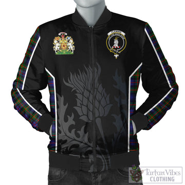 Fleming Tartan Bomber Jacket with Family Crest and Scottish Thistle Vibes Sport Style