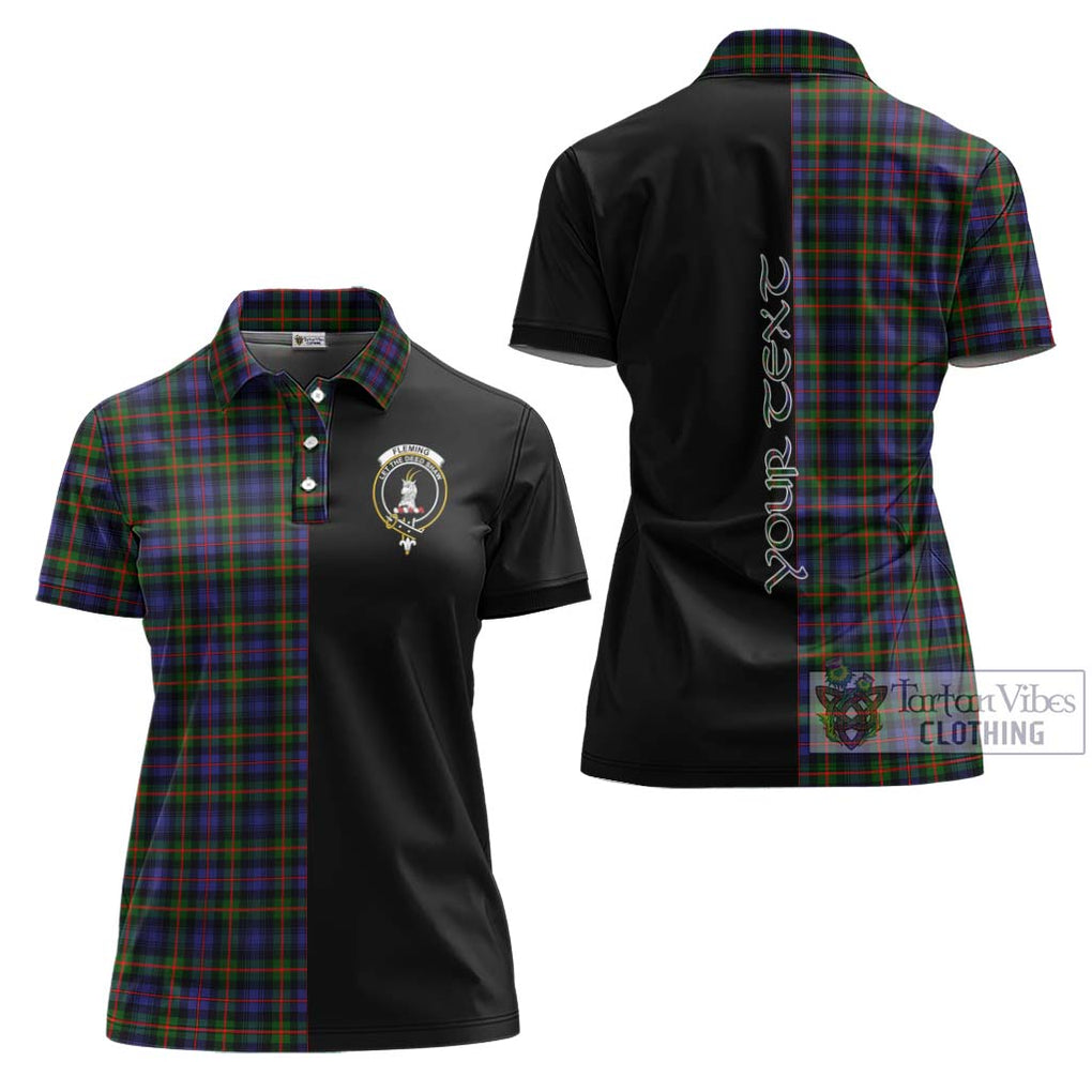 Fleming Tartan Women's Polo Shirt with Family Crest and Half Of Me Style Women - Tartanvibesclothing Shop