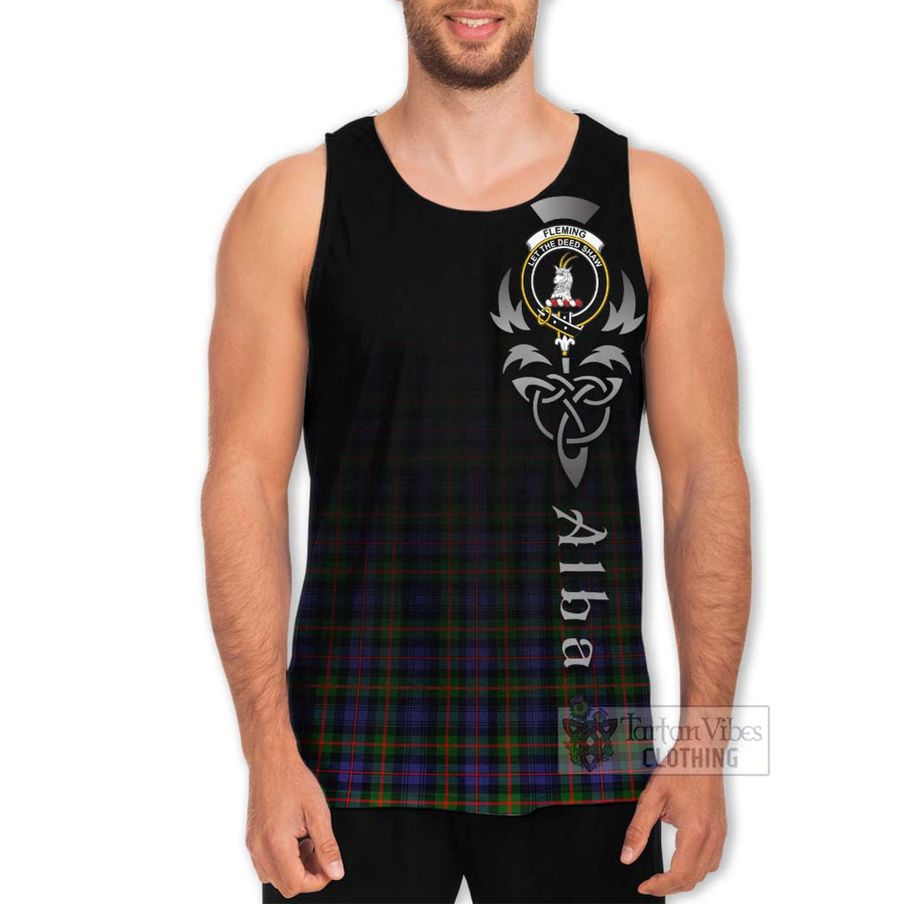 Tartan Vibes Clothing Fleming Tartan Men's Tank Top Featuring Alba Gu Brath Family Crest Celtic Inspired