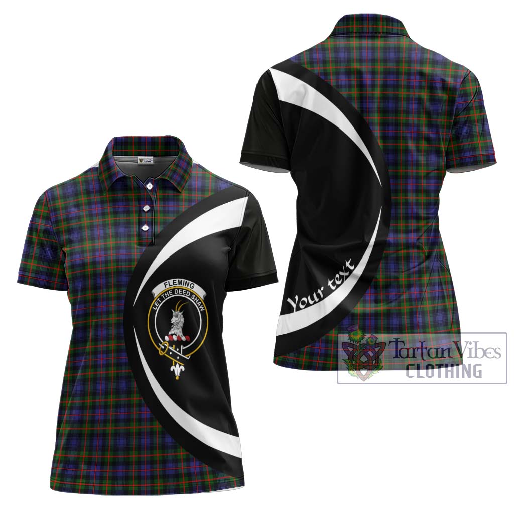 Fleming Tartan Women's Polo Shirt with Family Crest Circle Style Women - Tartan Vibes Clothing