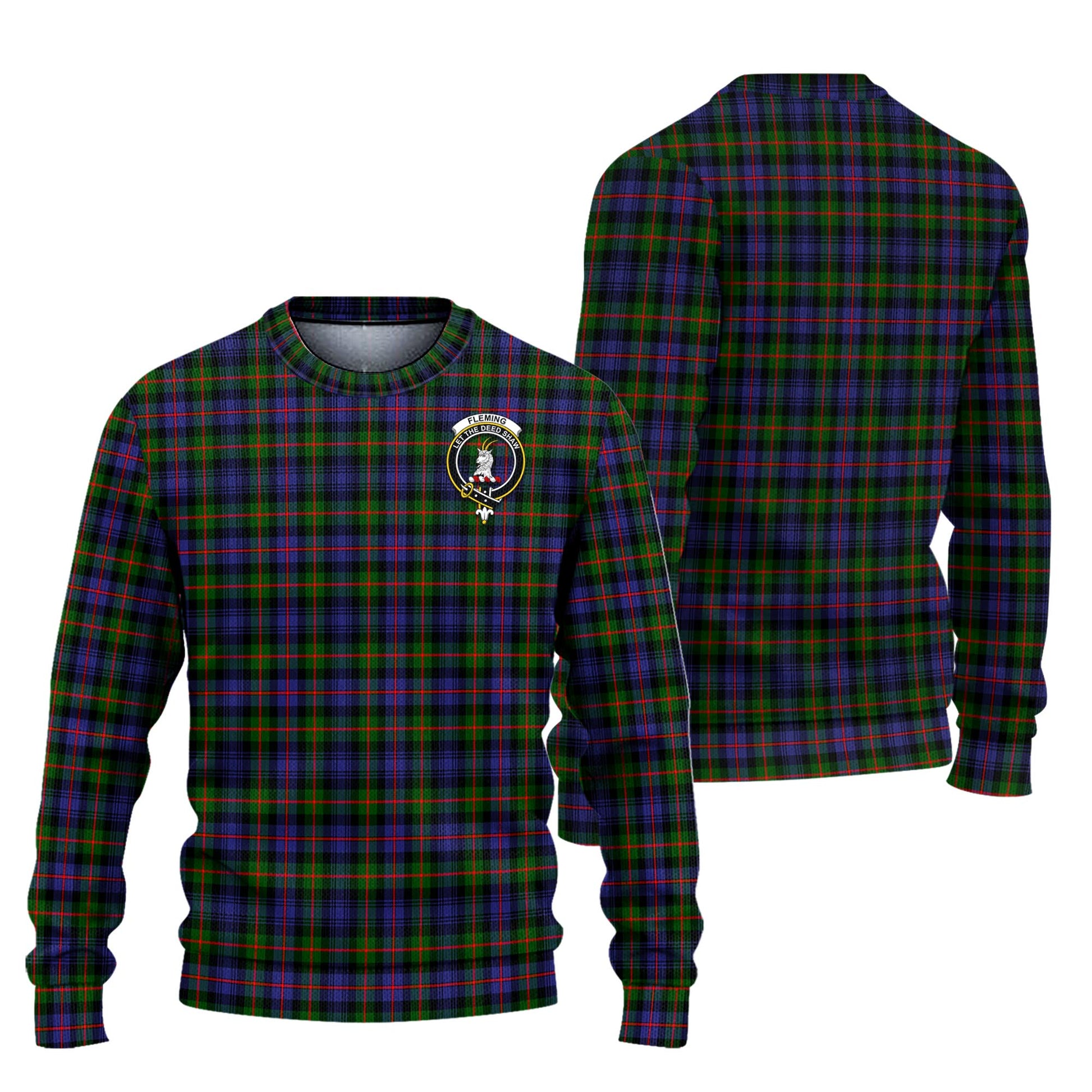 Fleming Tartan Knitted Sweater with Family Crest Unisex - Tartanvibesclothing