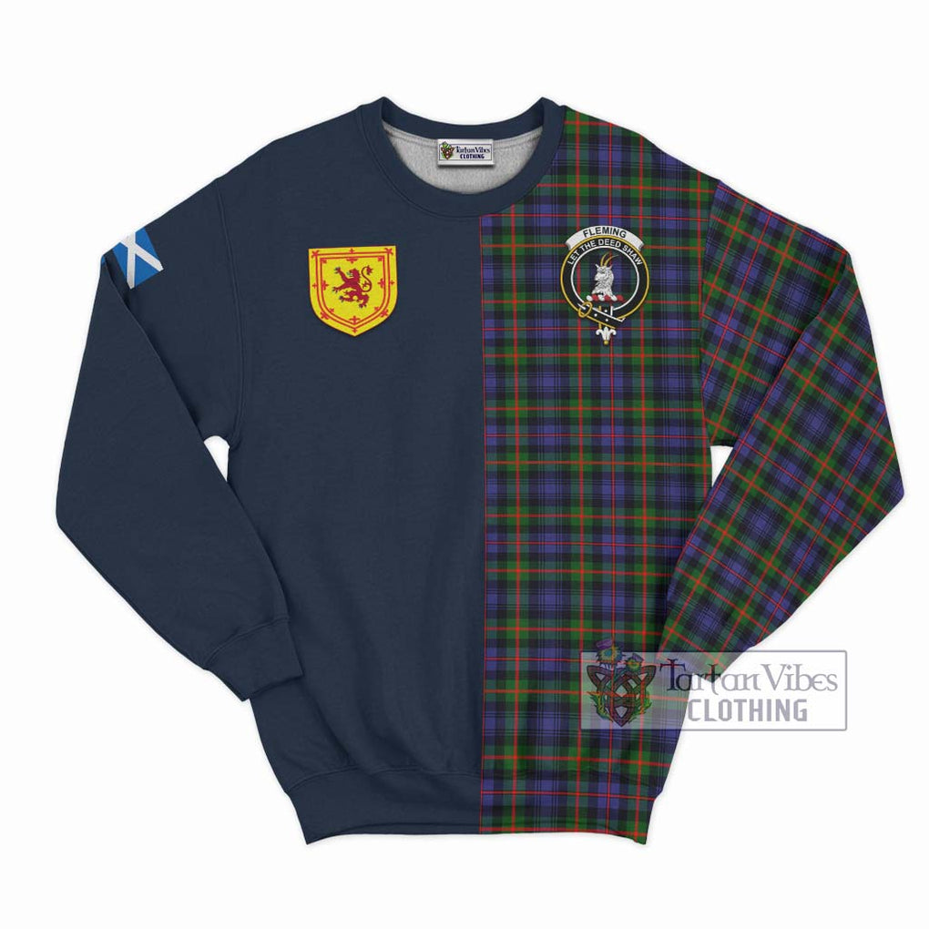 Tartan Vibes Clothing Fleming Tartan Sweatshirt with Scottish Lion Royal Arm Half Style