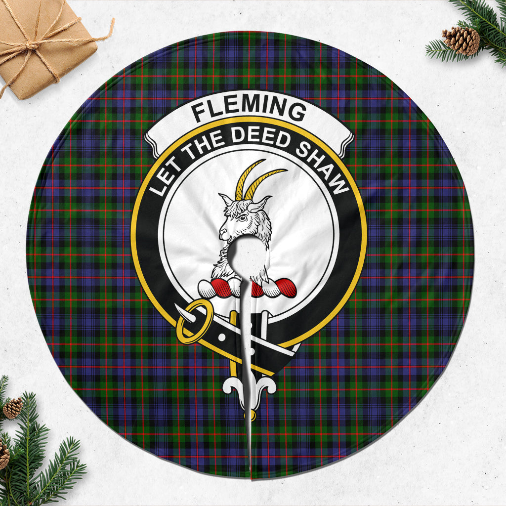 Fleming Tartan Christmas Tree Skirt with Family Crest - Tartanvibesclothing