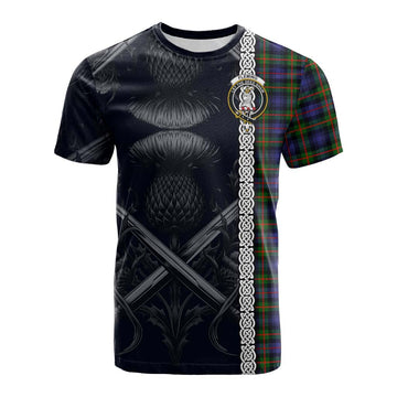 Tartan Vibes Clothing Fleming Tartan Cotton T-shirt with Family Crest Cross Sword Thistle Celtic Vibes