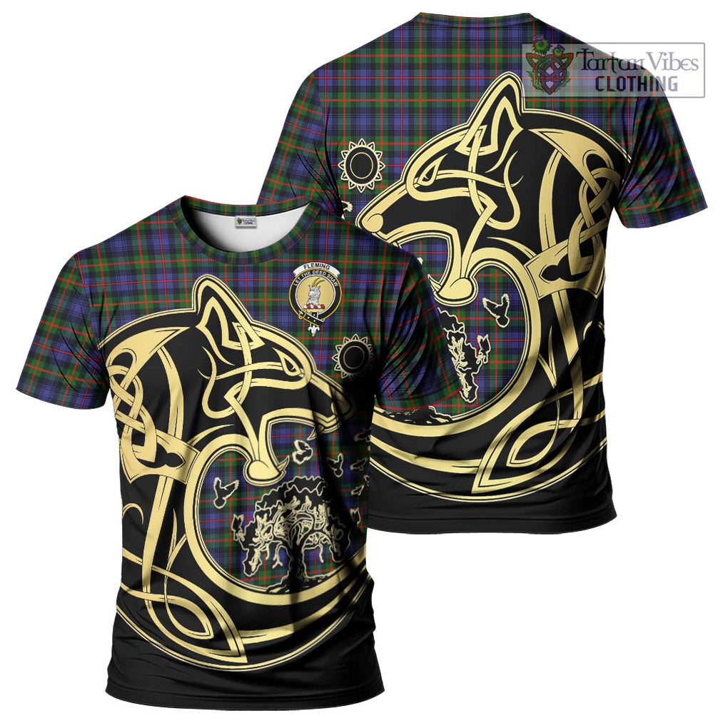 Fleming Tartan T-Shirt with Family Crest Celtic Wolf Style Kid's Shirt - Tartan Vibes Clothing