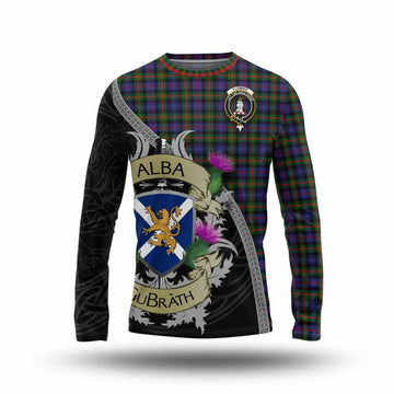 Tartan Vibes Clothing Fleming Tartan Family Crest Long Sleeve T-Shirt Lion Rampant Royal Thistle Shield Celtic Inspired