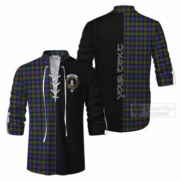 Fleming Tartan Ghillie Kilt Shirt with Family Crest and Half Of Me Style