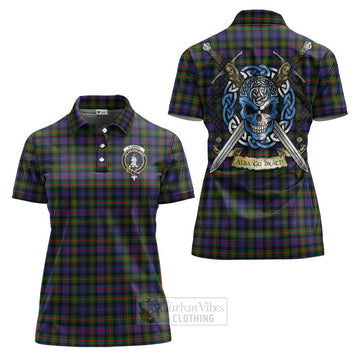 Fleming Tartan Women's Polo Shirt with Family Crest Celtic Skull Style