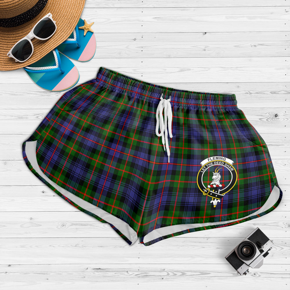 fleming-tartan-womens-shorts-with-family-crest