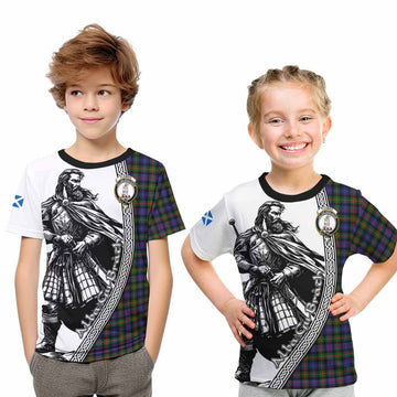 Fleming Tartan Clan Crest Kid T-Shirt with Highlander Warrior Celtic Style