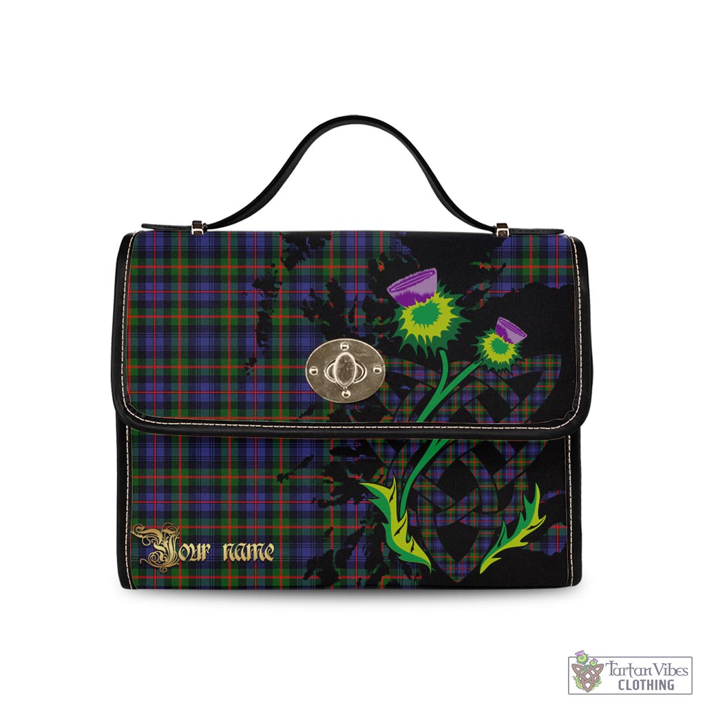 Tartan Vibes Clothing Fleming Tartan Waterproof Canvas Bag with Scotland Map and Thistle Celtic Accents