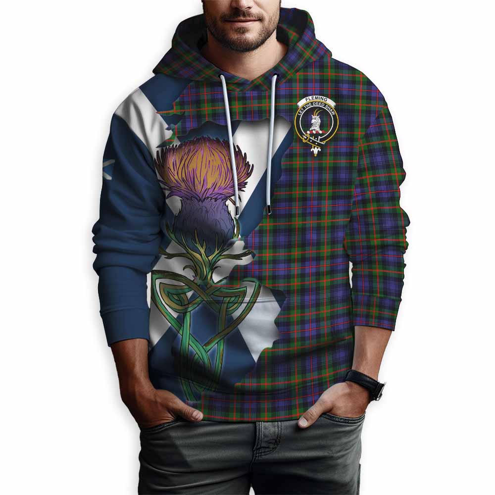 Tartan Vibes Clothing Fleming Tartan Family Crest Hoodie Scottish Thistle Celtic Inspired