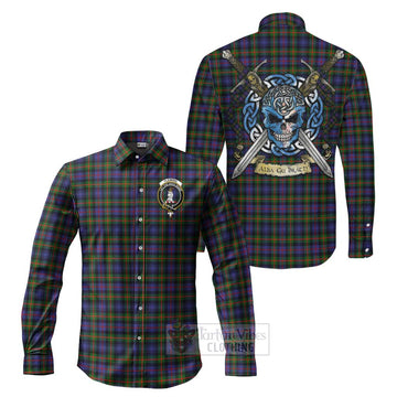 Fleming Tartan Long Sleeve Button Shirt with Family Crest Celtic Skull Style