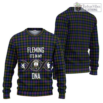 Fleming Tartan Knitted Sweater with Family Crest DNA In Me Style Unisex - Tartanvibesclothing Shop
