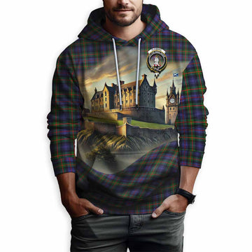 Tartan Vibes Clothing Fleming Tartan Family Crest Hoodie with Scottish Ancient Castle Style